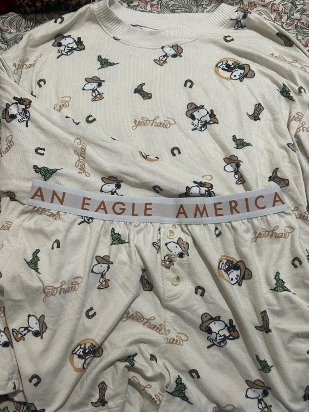 American Eagle Snoopy Cowboy Pajama set